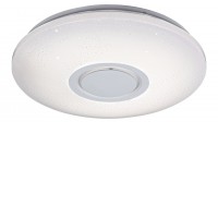 RODAN 24W, CCT, RGB, BT reproduktor Stropní svítidlo, kov,bílá, difuzor plast opál, LED 24W, 1800lm, dálk. ovladač(součástí) nebo smart tel, Tuya, stmívatelné, CCT nast teplota teplá 3000K-denní 6500K, RGBW, Ra80, BT reproduktor, IP20, 230V, IP20, d=400, h=90mm