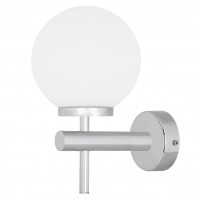 COMOE LED 6W IP44 DO KOUPELNY Nástěnné svítidlo, těleso kov, povrch chrom/bronz, stínítko sklo opál, LED 6W, 550lm, neutrální 4000K, 230V, do koupelny IP44, tř.1. rozměry d=170mm, h=190mm.
