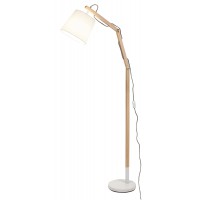 QUICKE F Stojací lampa, nastavitelný směr svícení, těleso dřevo buk, stínítko textil bílá, pro žárovku 1x60W, E27, 230V, IP20, tř.1. rozměry d=230mm, h=1570mm, spínač na kabelu