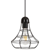 RINTLO PENDANT 1X60W E27 Závěsné svítidlo, základna plast černá, drátěná konstrukce, 1x60W, E27, 230V, IP20, tř.1. rozměry d=200mm, včetně závěsu l=980mm, lze zkrátit