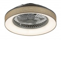 FORTY 35W, CCT Stropní ventilátor s osvětlením, těleso kov, stínítko textil šedá, LED 35W, CCT přepín teplota teplá 3000K - denní 6000K, 1050lm stmív.dálk. ovl., 230V, IP20, rozměry d=525mm, h=220mm.