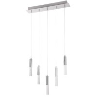 ALGIN Závěsné svítidlo, těleso kov, povrch chrom lesk, difuzor plast, LED 5x5W, 5x400lm, teplá 3000K, 230V, IP20, tř.1. rozměry l=600mm, h=1500mm