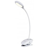 ECLIPTA 4W Stolní lampa s klipem, skřipcem, nastav, směr svícení, těleso plast bílá, LED 4W, neutrální 4000K, 180lm, stmív.  dotyk spínačem, 230V, IP20, tř.2, rozměry 60x470mm.