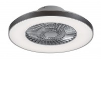 CARDAMO II 40W, CCT Stropní ventilátor s osvětlením, těleso plast stříbrná, difuzor plast opál, LED 40W, CCT přepín teplota teplá 3000K - denní 6000K, 1700lm stmív.dálk. ovl., 230V, IP20, tř.1, rozměry d=595mm, h=205mm.