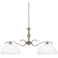 MINAFA PENDANT 2X60W E27 Závěsné svítidlo, základna kov, těleso kov, povrch bronz lesk, difuzor sklo opál, pro žárovku 2x60W, E27, 230V, IP20, tř.1. 2 ramena, rozměry w=840mm h=300mm, včetně závěsu h=1160mm, lze zkrátit