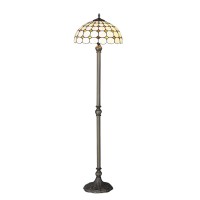 PLEVA FLOOR 2X60W E27 Stojací lampa, základna kov, povrch mosaz antická zašlá, difuzor sklo vitráž motiv mozaiky, pro žárovku 2x60W, E27, 230V, IP20, tř.1. rozměry d=400mm h=1480mm