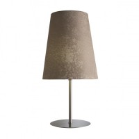 ROY STOLNÍ 1X23W E27 Stolní lampa základna kov, povrch nikl mat, stínítko textil, pro žárovku 1x23W, E27, 230V, tř.2, stínítko d=300mm, h=350mm, celková v=600mm