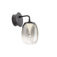 BERG WL 6W Nástěnné svítidlo, základna kov, povrch chrom/černá, difuzor plast opál, stínítko sklo čiré/kouřové, LED 6W, 420lm, teplá 3000K, Ra80, 230V, IP20, tř.2, rozměry d=110mm, h=220mm.