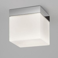 INIO HRANOL 1X60W E27 IP44 DO KOUPELNY Stropní svítidlo, základna kov, povrch chrom lesk, difuzor sklo bílé opál mat, pro žárovku 1x60W, E27, 230V, do koupelny IP44, zař.tř.2, rozměry 175x175x175mm.