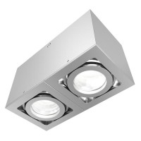 FUTURO B Stropní přisazené svítidlo bodové, výklopné +-30°, materiál hliník, povrch šedostříbrná, pro žárovku 2x50W, GU10 ES50, 230V, IP20, rozměry 93x88x175mm.
