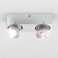 SPO 2X50W GU10 KARDAN Stropní stropní bodové svítidlo, nastavitelný směr svícení, materiál hliník, povrch broušený, pro žárovku 2x50W, GU10 ES50, 230V, IP20, rozměry 60x155x40mm.