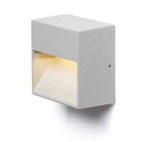 CARIER Nástěnné venkovní svítidlo, těleso hliník, povrch šedostříbrná, krycí sklo opál mat, LED 2x1W, teplá bílá 3000K, vč trafa 230V/350mA, IP54, 81x81x49mm, svítí dolů