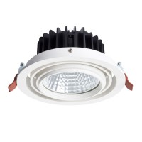 HATO LED 25W Stropní, vestavné, bodové svítidlo, výklopné +-20°, těleso hliník, povrch bílá, sklo čiré, LED 25W, teplá 3000K, 1750lm, vyzařovací úhel 33°, Ra80, vč. trafa 230V/700mA na kabelu, d= 185mm, h=110mm