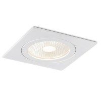 RAKI SQ LED 8W IP65 Vestavné, bodové svítidlo, těleso hliník, povrch bílá, krycí sklo čiré, LED 8W, teplá 3000K, 580lm/cca jako 30W žár, vyzařovací úhel 40°, 230V/trafo na kabelu, zvýšené krytí IP65, svítidlo 108x108mm, h=110mm, trafo 20x40x80mm