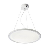 DISCATORA LED 36W Závěsné svítidlo, těleso hliník, povrch bílá, difuzor plast opál, LED 36W, teplá 3000K, 2500lm/cca jako 130W žárovka, 230V, IP20, d=500mm, tl=30mm, lankový závěs l=1200mm, lze zkrátit, svítídolů