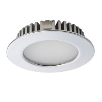 JITRO R Vestavné, svítidlo, těleso hliník, rámeček chrom lesk, difuzor sklo opál mat, LED 3W, teplá 3000K, 170lm/cca jako 9W žár, 12V=, do koupelny IP44, d=65mm, h=15mm