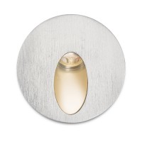 BAZANE R LED 3W IP54 Vestavné svítidlo do stěny, těleso hliník, rámeček nikl mat, LED 3W, teplá bílá 3000K, 180lm/cca 9W žár, 230V, IP54, tř.1, d=80mm, h=70mm, vč montážního boxu, svítí dolů