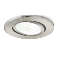 TERKA 3W výklopné Stropní, vestavné, bodové, svítidlo, výkloné +-15°, těleso hliník, povrch nerez, LED 3W, teplá 3000K, 270lm/cca 15W žár., 230V/350mA, IP20, tř.1, rozměry d=85mm