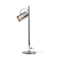 BUKOR Stolní lampa, těleso kov, povrch chrom, difuzor sklo chromované, pro žárovku 1x50W, GU10, ES50, 230V, IP20, tř.1, rozměry d=150mm, h=490mm, s vypínačem