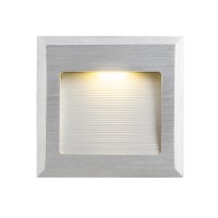 CABALA LED 1W Vestavné svítidlo do stěny, těleso hliník, povrch broušený hliník, LED 1W, teplá bílá 3000K, 96m/cca 5W žár, 350mA, IP20, tř.3, rozměry 87x87x35mm, vč. mont. boxu, svítí dolů