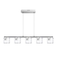 ARTEM LED 5X5W Závěsné svítidlo, těleso kov, povrch chrom, stínítko sklo čiré, LED 5x5W, teplá 3000K, 2000lm/cca 100W žár., 230V, IP20, tř.1, rozměry (průměr válce 115mm) l=900mm, h=100mm, závěs l=1000mm, závěs lze zkrátit