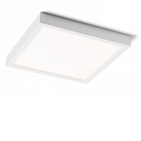 AMBERG Stropní přisazené svítidlo, těleso hliník, povrch bílá, difuzor plast opál, LED 40W, 2918lm, teplá 3000K, 230V, Ra80, IP20, rozměry 400x400mm.