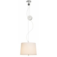 DIRENLA PENDANT 1X42W E27 Závěsné svítidlo stahovací, základna kov, povrch chrom lesk, stínítko textil, pro žárovku 1x42W, E27, 230V, IP20, tř.1. rozměry stínítko d=390mm h=270mm, včetně závěsu l=1500mm, lze zkrátit