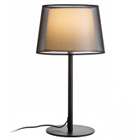 METRENA TABLE 1X42W E27 Stolní lampa, těleso kov, povrch lak černá mat s detaily chrom lesk, stínítko textil bílá a černá, pro žárovku 1x42W, E27, 230V, IP20, tř.2. rozměry d=327mm h=218mm, tepeskopická noha max h=525mm