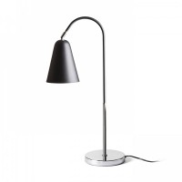 WTER E27 1X28W STOLNÍ Stolní lampa, ohebný kloub, základna kov, povrch chrom, stínítko kov vnější černá, vnitřní bílá, pro žárovku 1x28W, E27, 230V, IP20, tř.2, rozměry 194x370x710mm, vč vypínače na kabelu