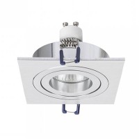 COLINA GU10 1X50W čtverec Vestavné, stropní, bodové, čtvercové svítidlo, výklopné +-30°, těleso hliník, povrch broušený/bílá/černá, pro žárovku 1x50W, GU10, 230V, IP20, tř.1, rozměry 92x92x88mm