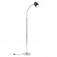 FRONA E27 1X28W STOJACÍ Stojací lampa, nastavitelný směr svícení, základna kov, povrch chrom, kryt kov vnější černá, vnitřní bílá, pro žárovku 1x28W, E27, 230V, IP20, tř.2, rozměry d=250mm, h=1597mm, vč vypínače na kabelu