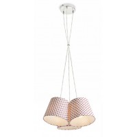 ANNABERG Závěsné svítidlo, základna kov, povrch chrom, stínítko textil bílá s červenými tečkami, pro žárovku 3x11W, E14, 230V, IP20, rozměry 300x140mm, vč závěs kabelu h=1300mm, lze zkrátit.