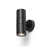 DROLSH WL 2x8W, GU10, IP44 Venkovní nástěnné svítidlo, těleso plast, povrch černá, pro žárovku 2x8W, GU10, 230V, IP44, rozměry d=60mm, h=163mm, svítí nahoru/dolů.