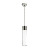 GARANIGE 1X9W GU10 Závěsné svítidlo, základna kov, povrch chrom, difuzor sklo čiré, pro LED 1x9W, GU10, ES50, 230V, IP20, tř.1, rozměry d=100mm, h=400mm, závěs l=1050mm lze zkrátit