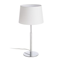 LETY STOLNÍ 1X42W E27 Stolní lampa, základna kov, povrch chrom, stínítko textil bílá, pro žárovku 1x42W, E27, 230V, IP20, tř.1, stínítko d=230mm, h=150mm, h=475mm, vč.vypínače na kabelu