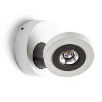 BAZA LED 1X5W Stropní bodové svítidlo, nastavitelný směr svícení, těleso hliník, povrch bílá, detaily černá, LED 5W, teplá 3000K, 230lm/cca 15W žár, 230V, IP20, d=85mm 100x138mm