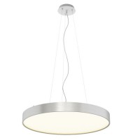 QUART ZÁVĚSNÉ KRUHOVÉ LED 52W Závěsné svítidlo, základna hliníkový profil, povrch bílá nebo česaný hliník, difuzor plast opál, LED 52W, teplá bílá 3000K, 3300lm/cca 165W žár., 230V, IP20, tř.1, rozměry d=600mm, h=60mm, závěs l=1000mm, lze zkrátit, svítí dolů