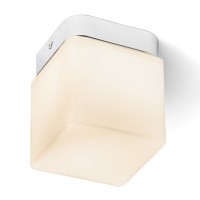 BACI ČTVERCOVÁ LED 6W 230V IP44 DO KOUPELNY Stropní, přisazené svítidlo, základna kov, povrch chrom, difuzor sklo opál, LED 6W, teplá 3000K, 435lm/cca 24W žár, 230V, do koupelny IP44, tř.1, 100x100x120mm