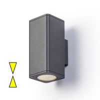 BRITA nástěnné ČTVERCOV LED 2X12W VENKOVNÍ IP54 Nástěnné, venkovní bodové svítidlo, těleso hliník, povrch černá antracit, sklo čiré, LED 2x12W, teplá, 3000K, 2x730lmlm 230V, IP54, tř.1, 220x100x100mm, svítí nahoru/dolů