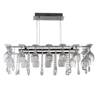 GLASSERA PENDANT 10X14W G4 Závěsné svítidlo, základna kov, těleso kov, povrch chrom šedostříbrná lesk, křišťálové ověsy, krycí sklo čiré, pro žárovku 10x14W, G4, 230V, IP20, tř.1. rozměry 240x310x780mm, včetně závěsu l=1030mm, lze zkrátit
