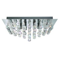 BERDENTA QUAD 4X7W G9 Stropní přisazené svítidlo, těleso kov, povrch chrom šedostříbrná lesk, křišťálové ověsy, pro žárovku 4x7W, G9, 230V, IP20, tř.1. rozměry 340x340x170mm