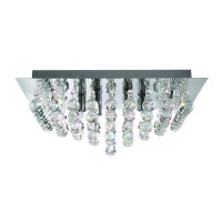 BERDENTA QUAD 8X7W G9 Stropní přisazené svítidlo, těleso kov, povrch chrom šedostříbrná lesk, křišťálové ověsy, pro žárovku 8x7W, G9, 230V, IP20, tř.1. rozměry 550x550x210mm