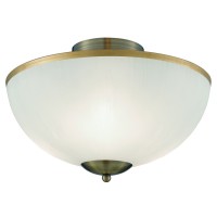 MUVERA 3X7W E14 Stropní přisazené svítidlo, základna kov, povrch mosaz antická zašlá, difuzor sklo opál, pro žárovku 3x7W, E14, 230V, IP20, tř.1. rozměry d=330mm h=220mm