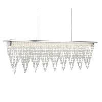 HOROISO LED 1X15W Závěsné svítidlo, základna kov, těleso kov, povrch chrom stříbrná lesk, difuzor plast mat s ověsy, LED 1x15W, neutrál 4000K, 1200lm, 230V, IP20, tř.1. rozměry 240x120x650mm, vč závěsu l=1150mm, lze zkrátit