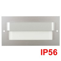 TONGA MAX Vestavné svítidlo do stěny, obdelníkové, v provedení hliník, difuzor plast mat, LED 1,6W, teplá bílá 3000K, denní bílá 6000K, 10V DC, IP56, rozměry 143x73mm, mont.otvor 2x d=60mm, montážní box samostatně, svítí dolů