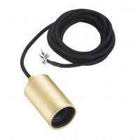 PARL 1x60W E27 Závěsný kabel s objímkou, krytka hliník, povrch zlatá, pro žárovku 1X60W, E27, 230V, tř.2, rozměry d=44mm h=91mm, vč. závěsného kabelu s textilním úpletem 2500mm/5000mm.