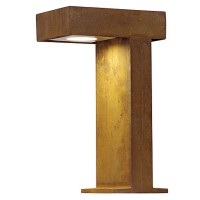 RUSTY PATHLIGHT Svítidlo sloupkové exteriérové, venkovní, těleso železo, povrch rezavá - přirozená koroze, difuzor sklo opál mat, pro LED 1x9W, GX53, 230V, IP44, zař.tř.1, h=400mm, 250x155mm, svítí dolů