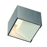 SOGLA Nástěnné svítidlo, materiál hliník, povrch bílá nebo česaný hliník / vnitřní bílá, LED 5W, teplá 3000K, 300lm/cca 15W žárovka, Ra80, 230V, IP20, tř.1, rozměry 100x100x71mm, svítí nahoru/dolů,