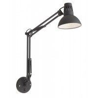 CASTELOE Nástěnné svítidlo, nastavitelný směr svícení, 2 ramena, těleso kov, povrch černá, pro žárovku 1x42W, E27, 230V, IP20, tř.1, rozměry d=165mm, h=760mm.