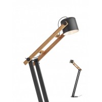 DOSTE FL 1x42W, E27 Stojací lampa, nastav. směr svícení, těleso kov a dřevo světlé, povrch černá, pro žárovku 1x42W, E27, 230V, IP20, tř.2, rozměry 300x1435x630mm, včetně vypínače kabelu.